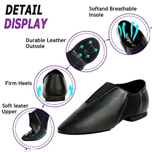 Leather Sole Jazz Shoes Dance For Women And Men's, Black (10.5W / 9.5M) #TOP1