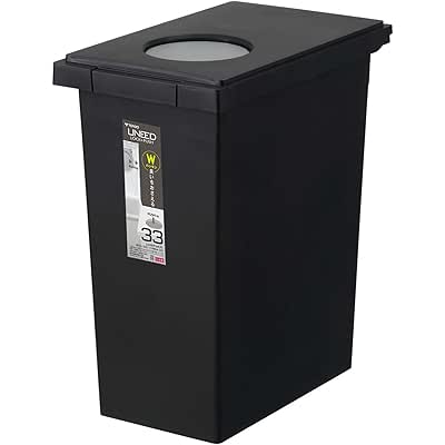 新輝合成 トンボ ユニード ゴミ箱 蓋を開けずにごみを捨てられる 防臭 密閉 キッチン 33リットル ブラック 幅25×奥行41×高さ48c …