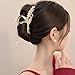 Rannyrena Gold Butterfly Hair Claw Clips Pearl Chain Tassel Rhinestone Butterfly Flower Hair Clips Tassel Nonslip Clamps Hair Accessories for Women (Crystal Ear of Wheat and Lily of the Valley Tassel)