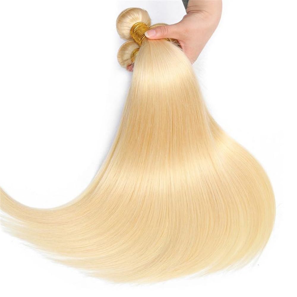 Naturalne brazylijskie pasemka Remy gładkie 613, nieobrobione przedłużanie włosów, podwójne pasemka, jasne blond peruki dla kobiet (24 cale)