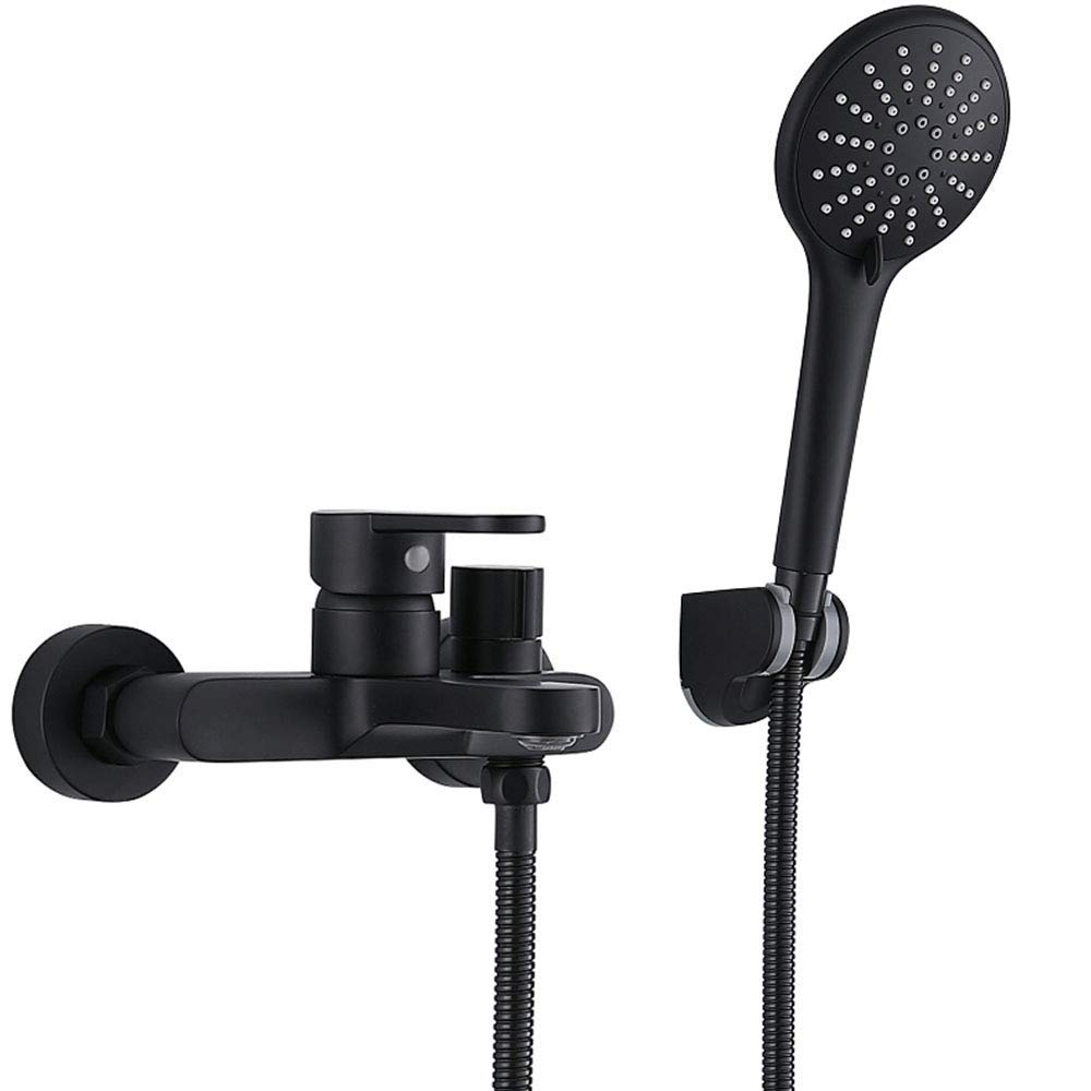 Ensemble de douche noir salle de bain robinet mural laiton 2 voies