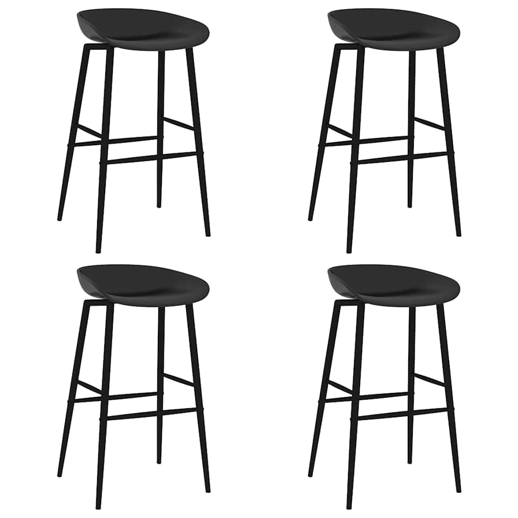5-TLG - Juego de 4 taburetes ergonómicos (tablero de fibra de densidad media, patas de metal, aspecto de madera, 120 x 60 x 105 cm, 4 taburetes ergonómicos de polipropileno y metal, altura del