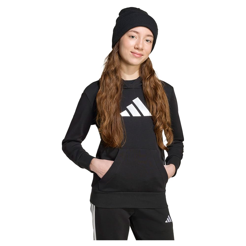 adidas Girl's Glam Graphic Hoodie Junior Sweatshirt, black, 8-9 Years