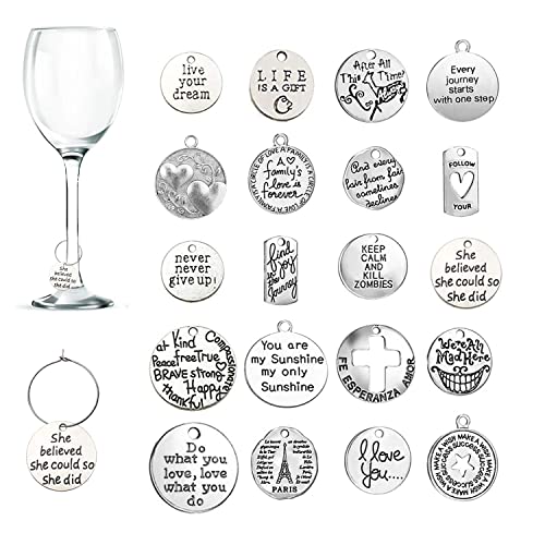Segnabicchieri Da Vino Con Charm - 24 Pezzi In Lega Dorata Con Design Fiore E Animale - Foto 9