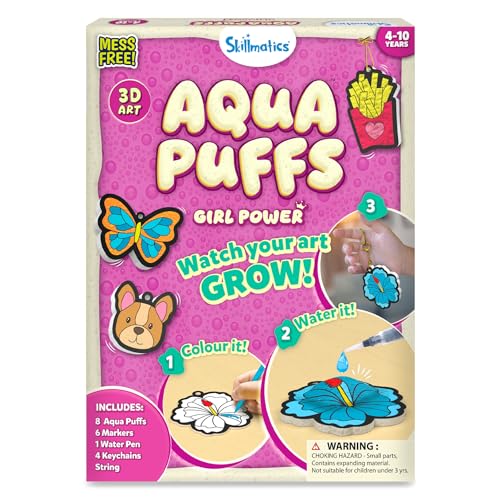 Image of Skillmatics Aqua Puffs - 3D Art Kit, Girl Power, Mess-Free Painting Craft for Kids, DIY Colour & Inflate Activity, Travel Toys & Creative Gifts for Girls Ages 4, 5, 6, 7, 8, 9, 10