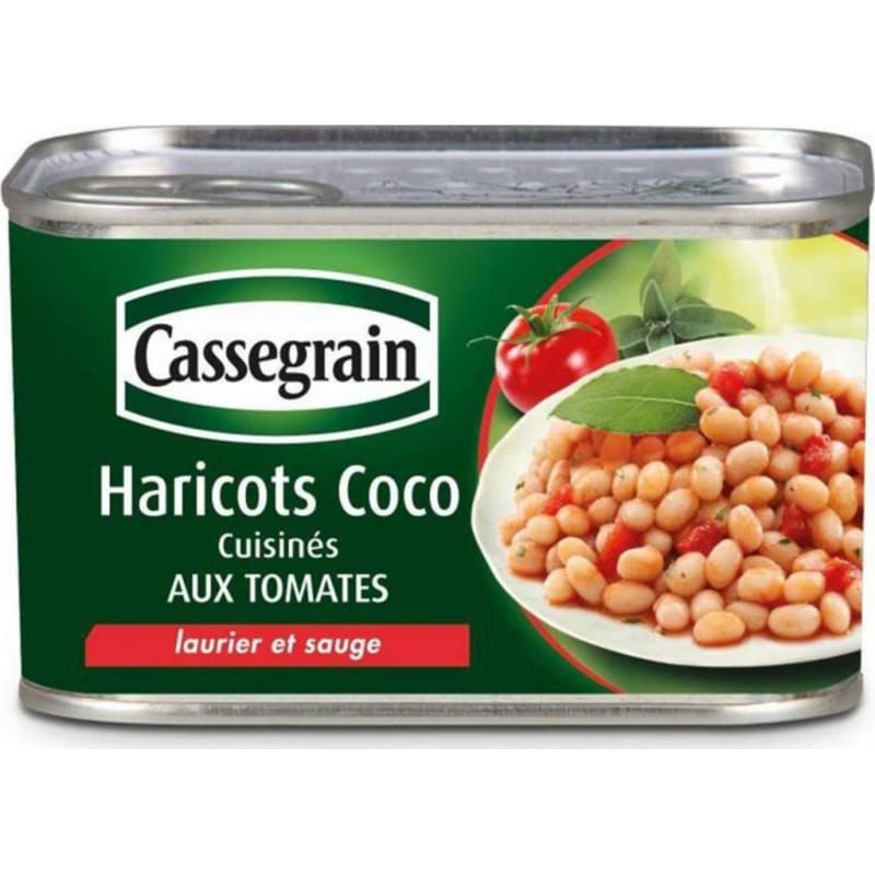 Cassegrain Haricots Coco Cuisinés de tradition aux Tomates Laurier Sauge 435g boîte de 5