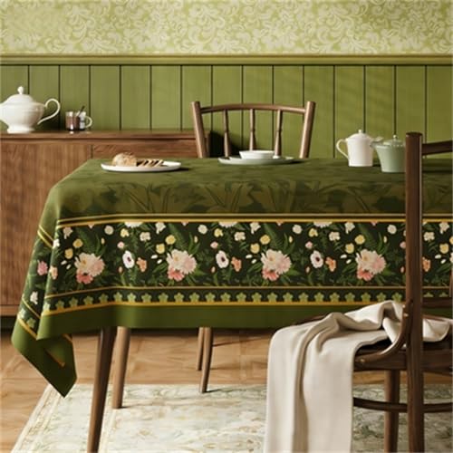 Morbuy Mantel Antimanchas Impermeable, Floral Verde 3D Mantel Hule Mesa Rectángulo,PVC Lavable Cubierta de Mesa,Table Cloth Plastico,para Fiesta,Cocina,Comedor,Exteriore (Verde Oscuro,100x160cm)