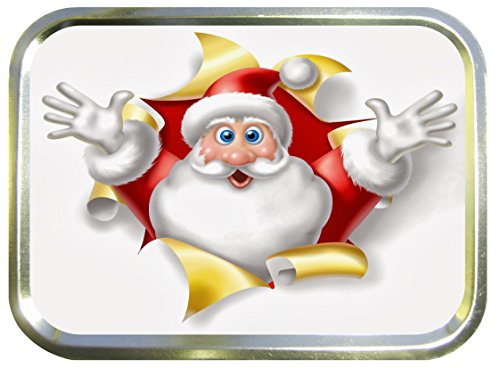 CHRISTMAS SANTA 2oz GOLD TOBACCO TIN,GIFT BOX