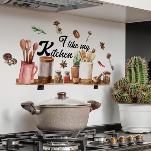 Mirabuy Kitchenware Utensil Shelf Wall Decals I Like My Kitchen Wall Stickers for Kitchen Wall Decor