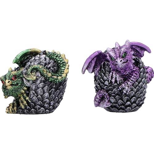Nemesis Now Eggling Hoard Dragon Hatchling Figurines 5cm - Set of 4 Mini Resin Dragons, Silver, 4.5cm - Image 3