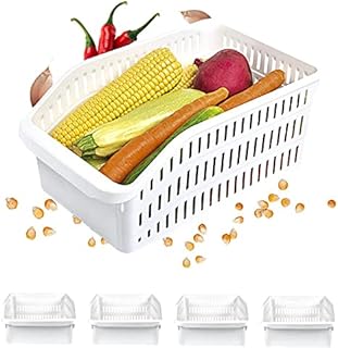 Homelife - Lot de 4 Bacs de Rangement Réfrigérateur FRIMAX - Blanc pour refrigerateur Tiroir Organisateur Panier legumes Frigo Congélateur Robuste Boite Cuisine Nettoyage (Moyen)
