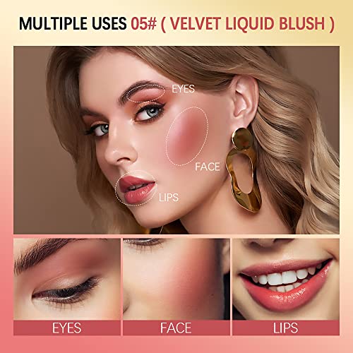 Liquid Blush For Cheeks, Soft Cream Blush Makeup, Natural Matte Finish Looking, All Day Wear, Moisturizing Lightweight Blendable Feel, Easy Application Dewy Cheek Tint, Face Blush Makeup(05-Grateful) #TOP2