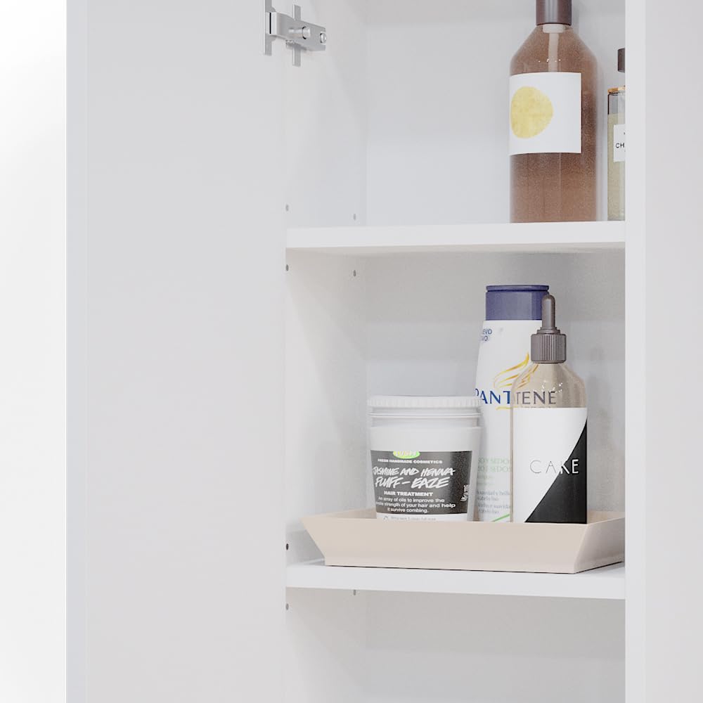 Vicco Armoire Murale Gloria, Blanc, 33x84cm | avec 2 étagères, avec découpe pour siphon et compatible avec la série Gloria