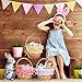 Cinnvoice 6 Pcs Easter Baskets with Handle and Liner Easter Eggs Hunt Woven Wicker Baskets Bulk Empty for Picnic Party Rattan Gift Baby's First Egg Hunt Storage Party Supplies(Cute Pattern)