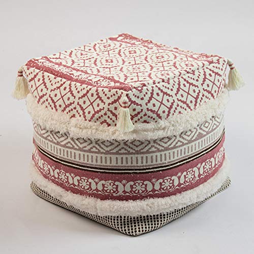 MOCOFO Sofá y Taburete capitoné con borlas cuadradas, Moderno, Simple, Dormitorio, Ventana de bahía, Sala de Estar, Mesa de café, decoración de futón de Color sólido, Taburete para macetas (Rosa) Cover