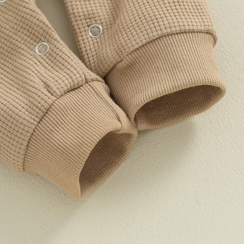 Image of Kuriozud Newborn Infant Unisex Baby Boy Girl Button Solid Romper Bodysuit One Piece Jumpsuit Outfits Clothes | Newborn Baby Girl Sleeper for Daily, Brithday, Halloween, Christmas, New Years, Valentines, St. Patrick's Day, Easter 0-9M