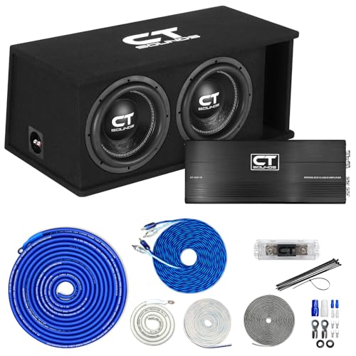 CT Sounds Dual 10 2600W Complete Bass Package with Loaded Subwoofer Box and Amplifier
