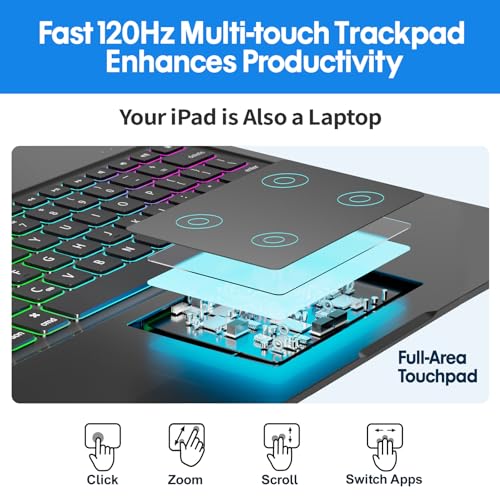 Image of BABG Keyboard Case for iPad Air 13 inch(M3 /M2)&iPad Pro 13(M5 /M4),iPad Pro 12.9(6th /5th /4th /3rd Gen) Case with Keyboard,360 Rotatable,Toupad,Backlits,Pencil Charging-Matt Black