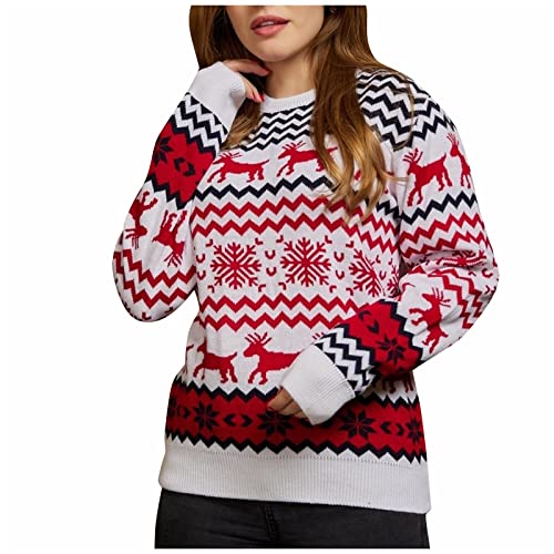 GOLDYTEES Weihnachts Pullover Couple,Pullover Rot Damen Norwegerpulli Basic...