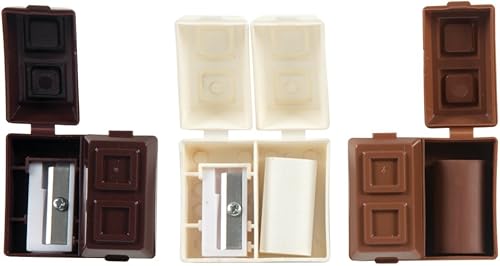 Miniatura 3 de Raymond Geddes - Sacapuntas de chocolate 2 en 1 con borrador (paquete de 24)