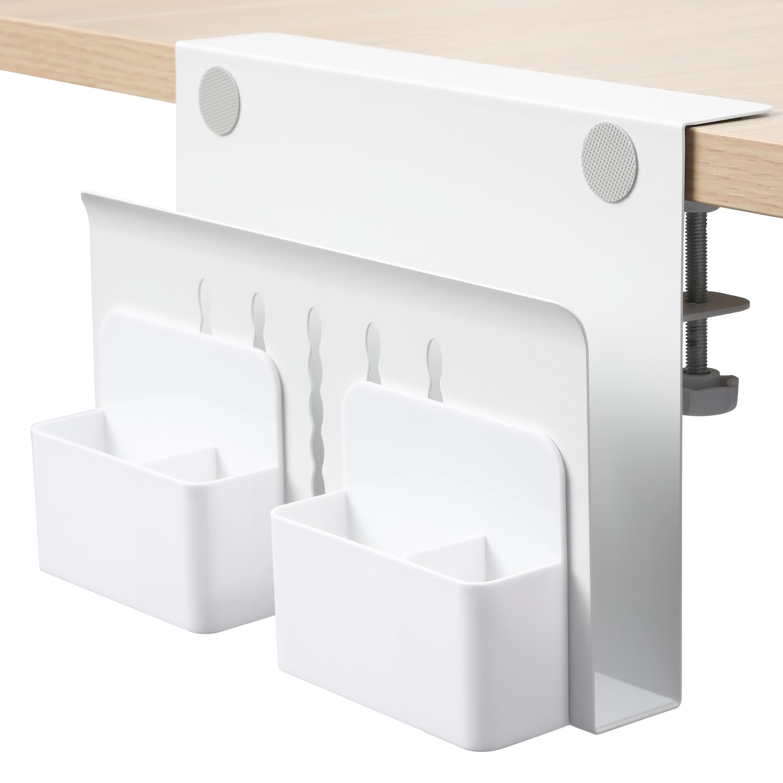 MAXECHO Desk Side Storage, Under Desk Laptop Mount, Table Side Hanging File Organizer, No Drill Clamp On Cable Management Tray, Laptop Holder with