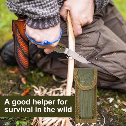 Dokeno 2 Pcs Posate Campeggio Pieghevoli Acciaio Inox, Stoviglie da Campeggio con Borsa Oxford, Nero Posate Portatile Adatta per Escursioni Viaggi Picnic Outdoor Campeggi