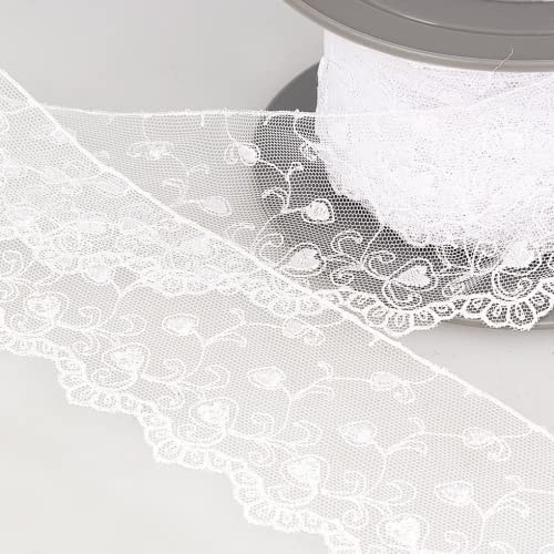 Broderie tulle cœurs blanc 70mm pour décoration mariage et baptême DIY