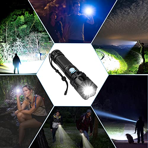 Axrunze Rechargeable Flashlights High Lumens, 100000 Lumen Super Bright Handheld Flashlight, Xhp70 Powerful Flashlights With 5 Lighting Modes, Zoomable, Ipx5 Waterproof For Hiking, Camping #TOP5