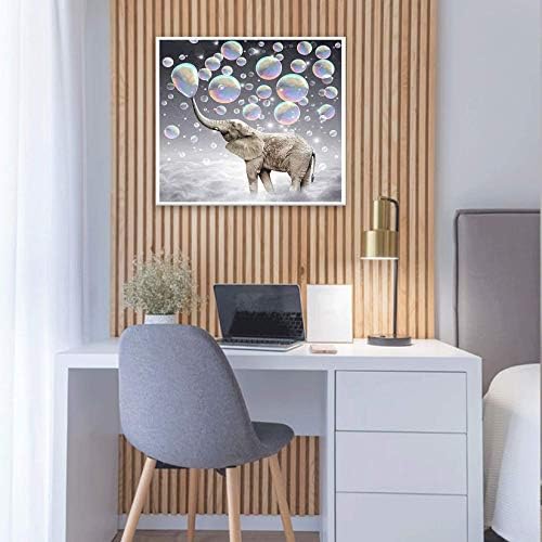 DIY 5D Diamond Paint Kits for Adults Kids, Full Drill Elephant Rhinestone Bead Painting by Number, Embroidery Cross Stitch Arts Crafts Diamond Pictures for Home Wall Art Decor-30*30cm
