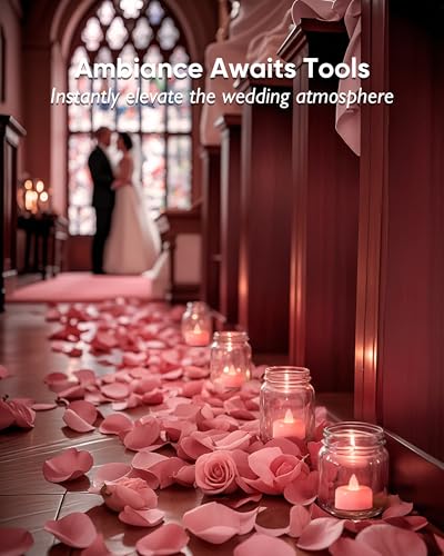 Image of Amagic 12 Pack Pink Flameless LED Tea Lights Candles Battery Operated, Electric Fake Tealight Candles for Votive, Wedding, Table Centerpiece, Theme Party, Aniversary, Proposal, Christmas, Pink Base