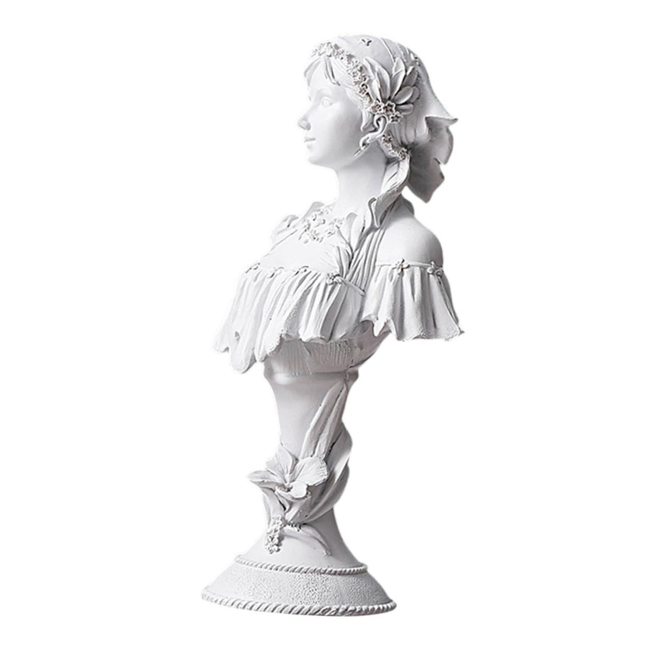 Statue de jardin en résine blanche, figurine déesse aux détails soignés