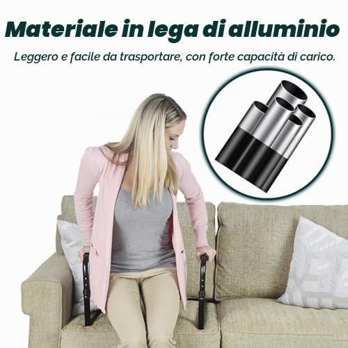 Maniglie regolabili per divano per anziani, supporto portatile con impugnatura in memory foam, aiuto per anziani, pazienti e disabili per alzarsi facilmente dal divano