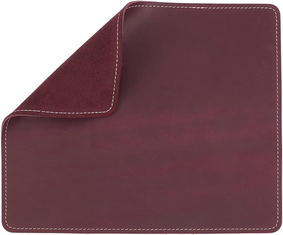 GORGECRAFT Cowhide Genuine Leather Mouse Pad 10 x 8 Inch Full Grain Purple Mousepad Waterproof Non-Slip Gaming Mouse Mat Purple Rectangle Pads for Home Office Desktop Computer Essentials