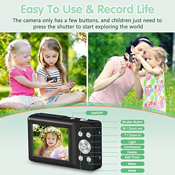 Fotocamera Digitale Compatte 1080P Macchina Fotografica Digitale con 2.4" Schermo 44MP Fotocamera Digitale con Stabilizzazione Immagine e Selfie Fotocamera Digitale per Bambini Sorpresa Regalo