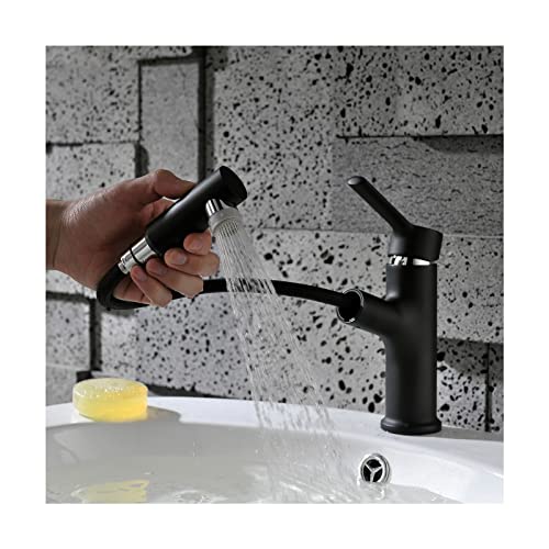 Grifo de baño solucionador de espacio con rociador extractor flexible