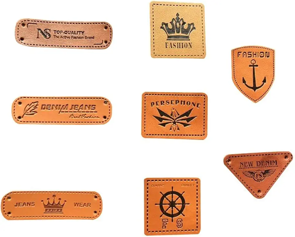 25 etiquetas de couro PU, unissex, estampadas, design vintage, etiquetas de marca duráveis para roupas, bolsas e chapéus, detalhes costurados, A3