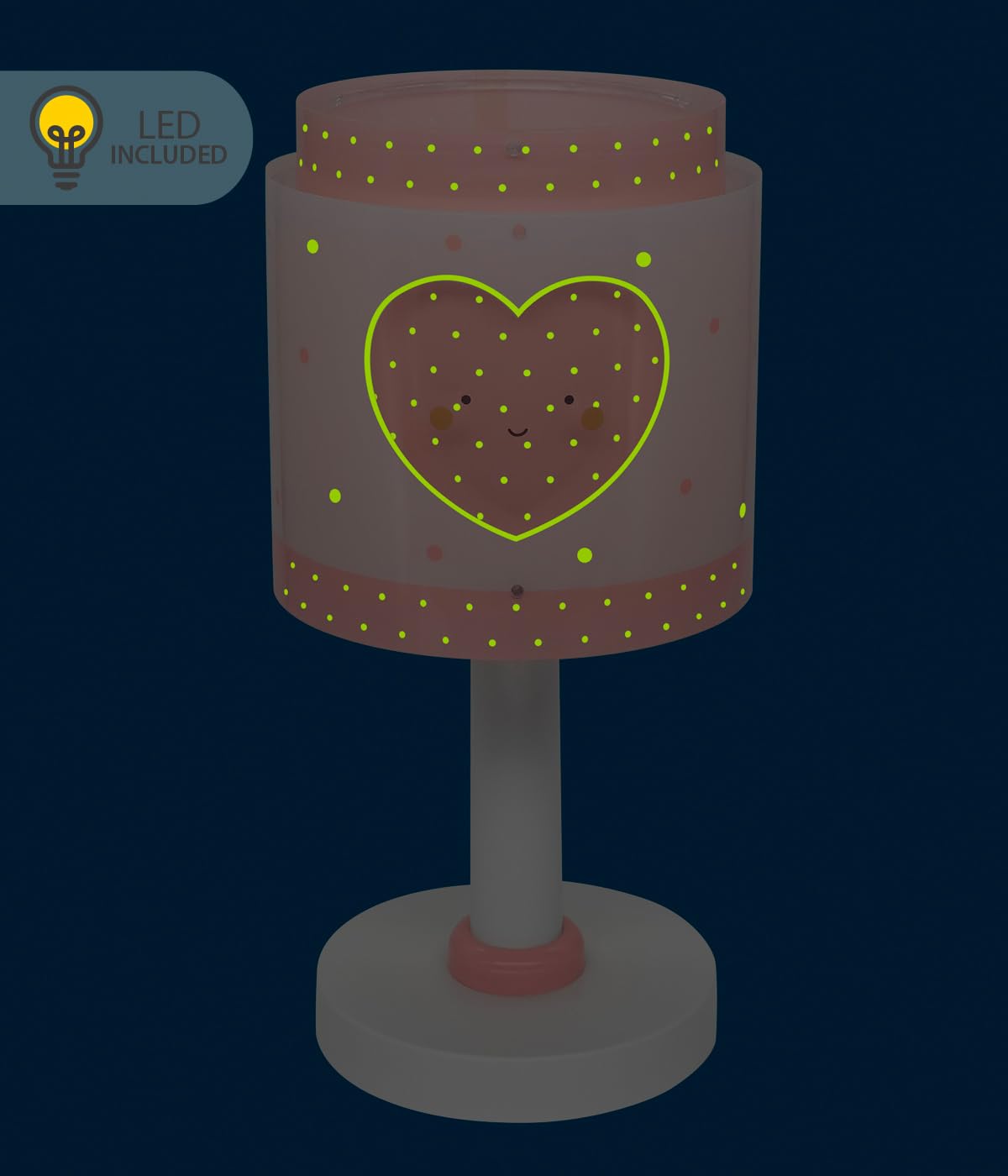 Dalber Lámpara Infantil de Mesilla Baby Dreams Corazón Rosa 76011NS G4 | Lámpara infantil de mesa o mesita; noche; G4 4W LED - Bombilla incluida; Luz Quitamiedos