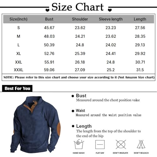 Rtrde BLACK FRIDAY Sudaderas Hombre, Henley Sweatshirts Long Sleeve Casual Slim Fit Sweatshirt Pullover Men Sweatshirt Grey Cotton Baggy Oversized Sweatershirt Fleece Crew Neck Clothes Sweaters thumb #3
