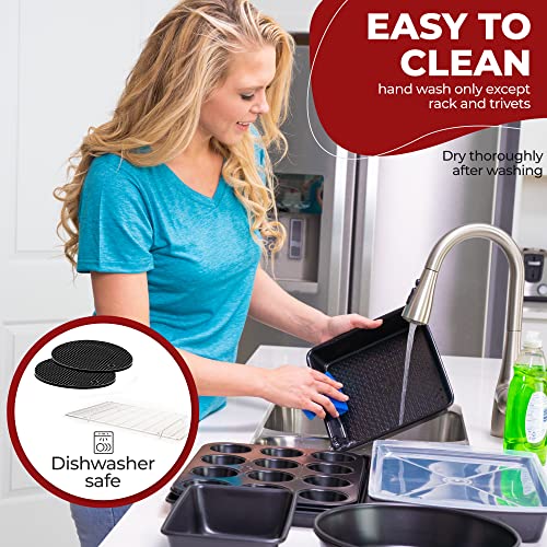 KITCHENATICS-12-PC-Carbon-Steel-Baking-Pans-Set-Nonstick-Kitchen-Essentials-for-New-Home-Nonstick-Bakeware-Sets-with-Cake-Pans-Muffin-Top-Pans-Non-Stick-Oven-Pan-Black-Stackable-Bakeware-Set KITCHENATICS 12 PC Carbon Steel Baking Pans Set Nonstick Kitchen Essentials for New Home Nonstick Bakeware Sets with Cake Pans Muffin Top Pans Non Stick Oven Pan Black Stackable Bakeware Set