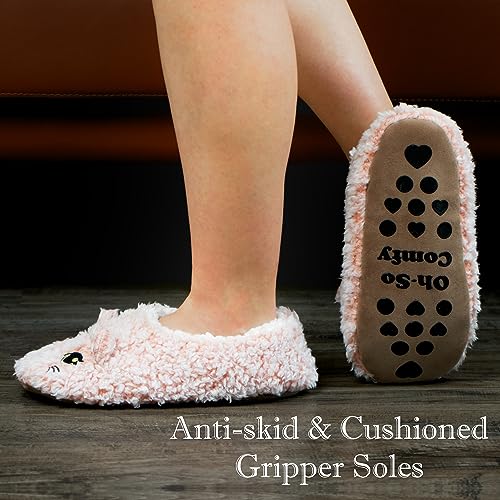 Image of Cozylook Cute Animal Slippers for Women and Kids Fuzzy Non Slip Soft Sole