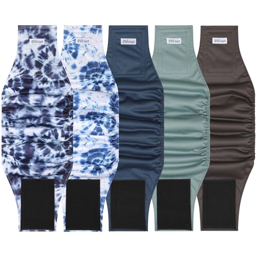 Image of 5 Pack Dog Diapers Male Reusable, Belly Bands for Male Dogs, High Absorbing Dog Pee Wraps for Doggie in Incontinence and Training Tiedye XXL