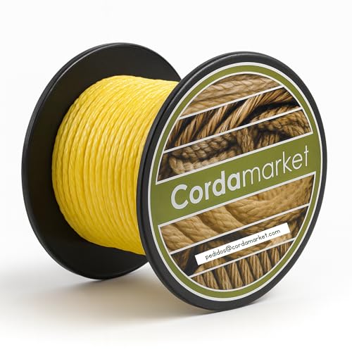 Cordamarket Driza Dyneema Corde Unisexe pour Adulte, Jaune, 2 mm à 25 m
