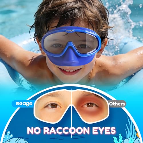 Image of Seago Kids Swim Goggles 2 Pack for 3-12, Anti-Fog Clear View,Toddler Goggles with Nose Cover Swimming Goggles