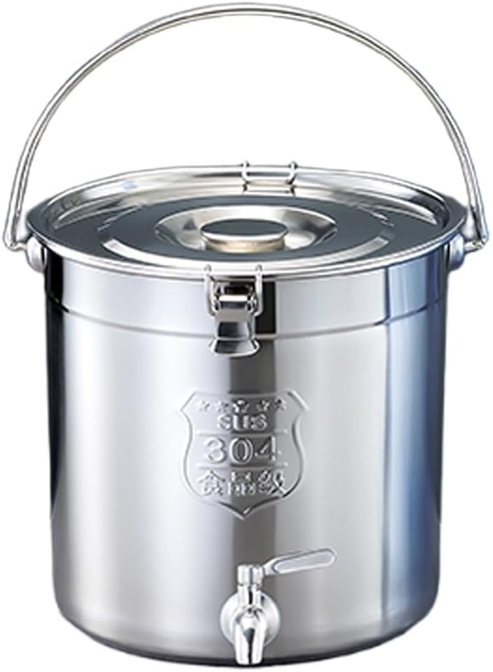 LARGE Stock Pot - Soup Pot With Lid, Stock Pot, 304 Stainless Steel Soup Bucket/Sealed Bucket/Transportation Bucket, Wine Tank With Tap, For Water Milk Tea Milk Storage Bucket,12L