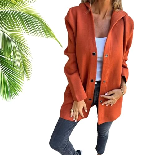 Casual Hooded Jacket for Women – Brick Red 5XL Casual Hooded Jacket for Women – Brick Red 5XL