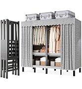 Dawselod Heavy Duty Portable Wardrobe Closet with Cover 1200lbs Foldable Garment Rack for Hanging...