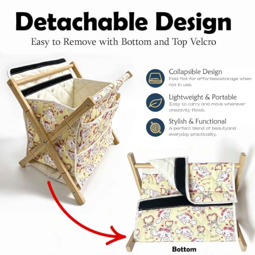 Image of Gkesgm Yarn and Needles Storage Organizer,Magic Tape Openings Crochet Organizer for Crochet Hooks Knitting Needles,3 Front Yarn Grommets