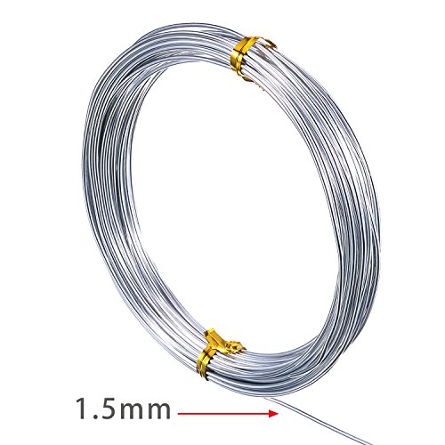 Image of TecUnite Aluminum Craft Wire for Sculpting Armature Bendable Craft Wire for DIY Jewelry Making (2 Roll,Silver,10 M X 1.5 mm)