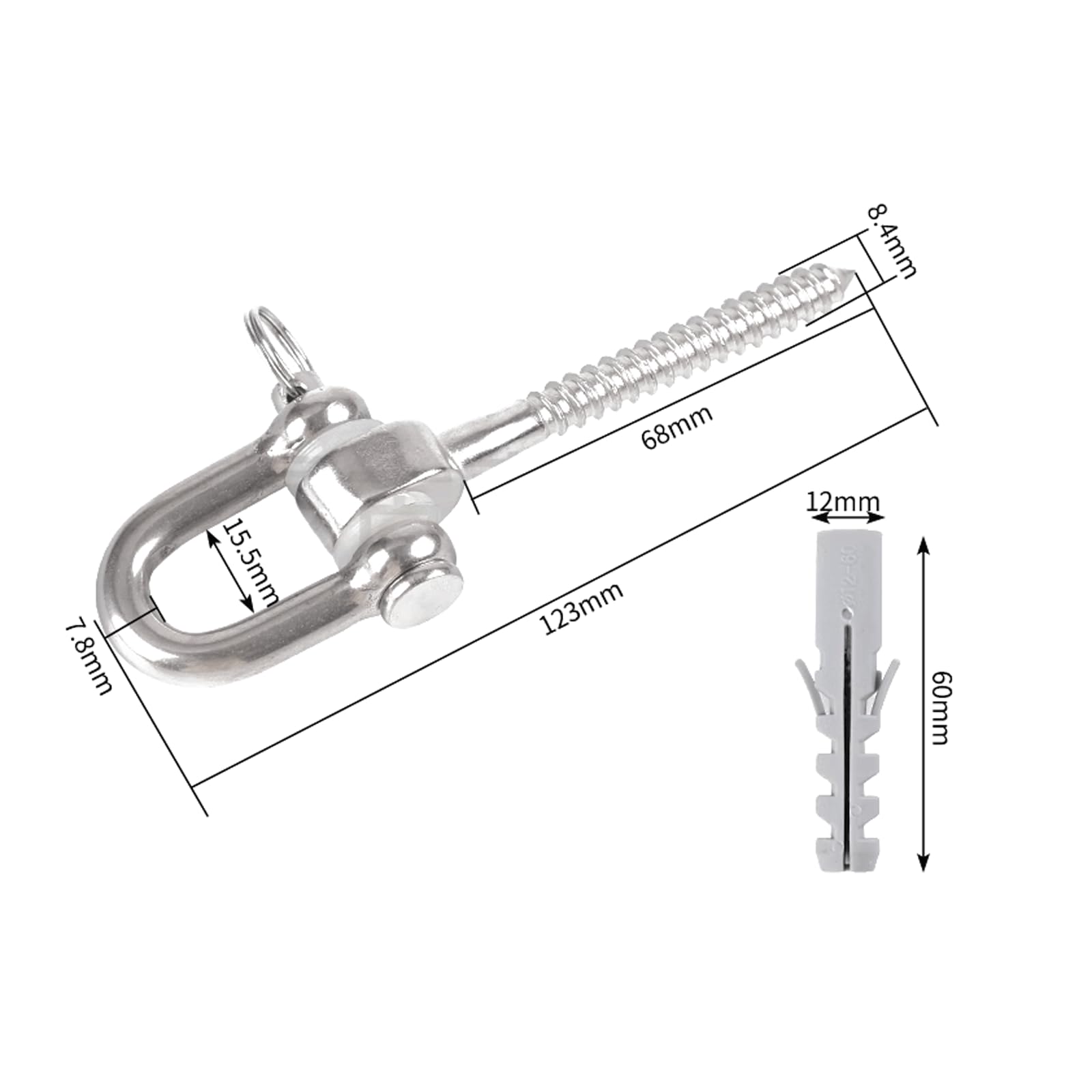 esmen Schaukelhaken 2er-Pack Sandsack-montierte Haken, Edelstahl-Schraubaufhänger, 180°-Schaukelset, Schaukel-Hardware-Set für Veranda-Hängemattenstuhl