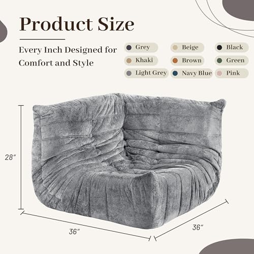 Image of HABUTWAY Giant Bean Bag Chairs Lazy Sofa for Adults,Corner,Light Grey